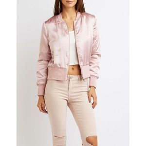 Luxury 🌸 Pink Satin Bomber Jacket